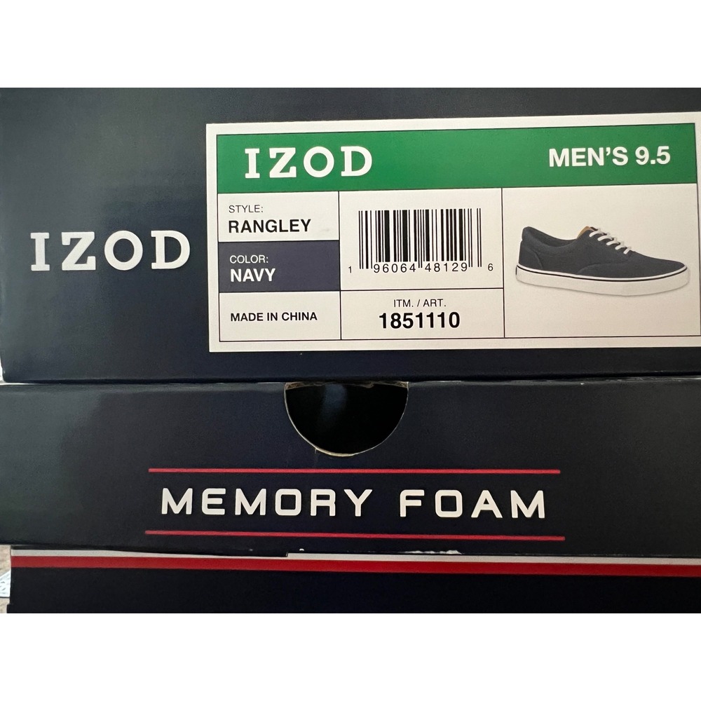 IZOD Rangley Mens Navy Blue Canvas Memory Foam Lace Up Sneakers Size 9.5 NEW - Picture 6 of 6